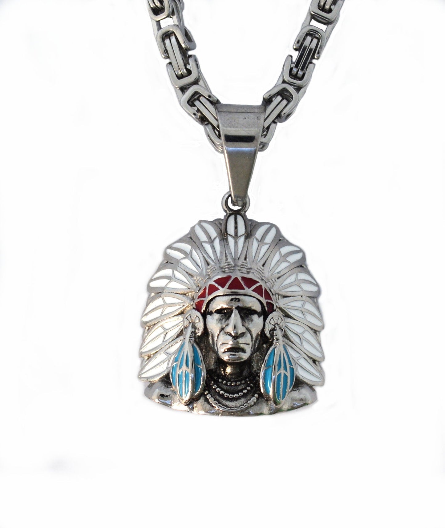 SK1737 Pendant With 5mm 26" Chain Stainless Steel Indian Bust