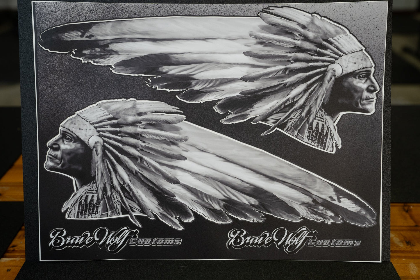 CLEARANCE-Chief Warbonnet Tank Decal Set - Black & White