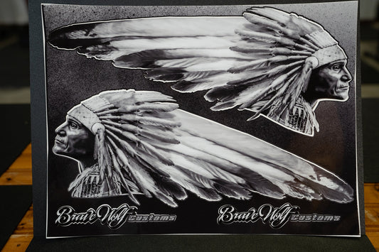 CLEARANCE-Chief Warbonnet Tank Decal Set - Black & White