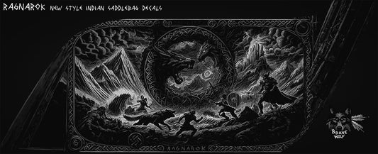 Ragnarok - New Style Indian Saddlebag Decal Set - B&W