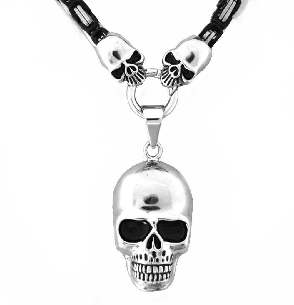 SK2353 Byzantine Necklace 7 mm With Skull Pendant 19 1/2"