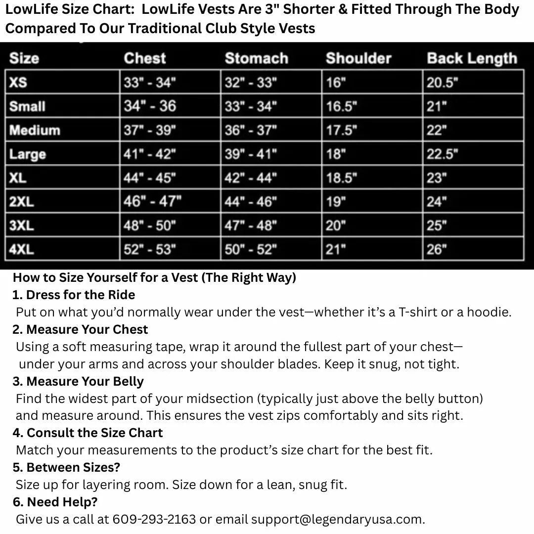 Legendary LowLife Perforated Leather Cropped Fitted Club Style Motorcycle Vest