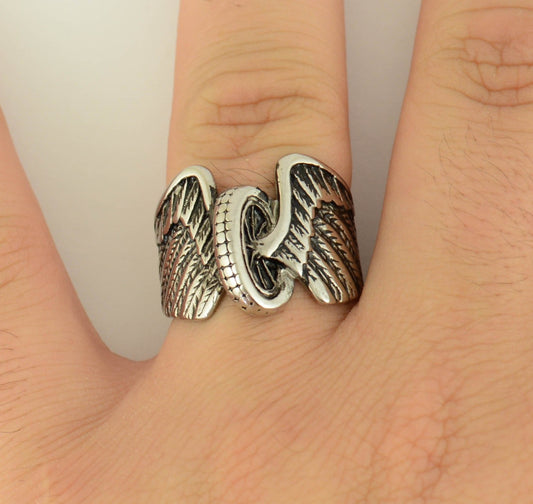 SK1041 Gents Keep Us Safe Ring Stainless Steel Motorcycle Biker Jewelry