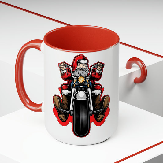 biker santa coffee mug