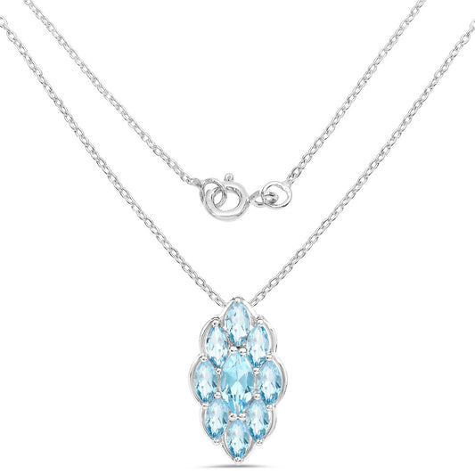 4.77 Carat Genuine Swiss Blue Topaz .925 Sterling Silver Pendant
