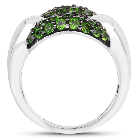 1.82 Carat Genuine Chrome Diopside .925 Sterling Silver Ring