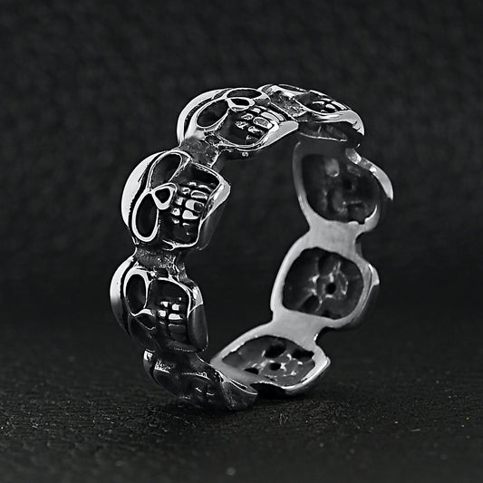 Stainless Steel Multi Skull Ring