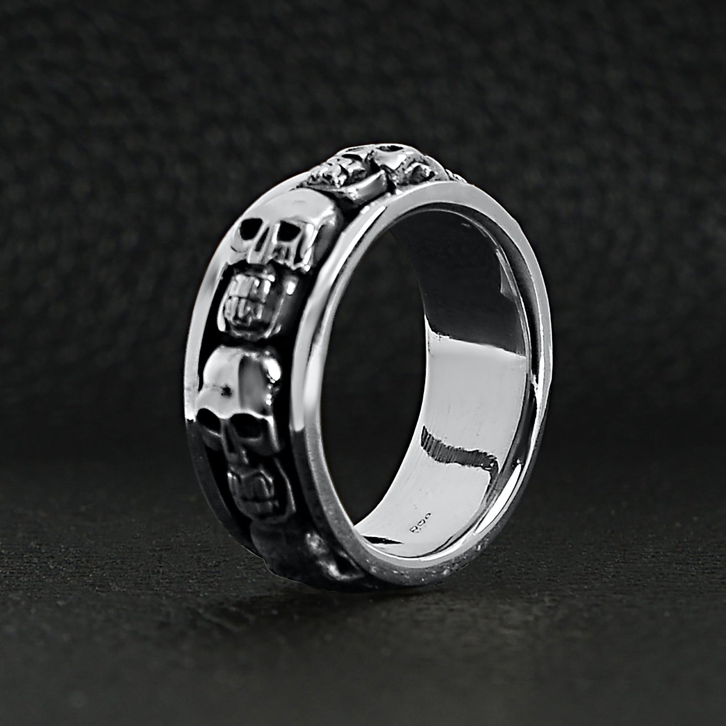Sterling Silver Skull Spinner Ring