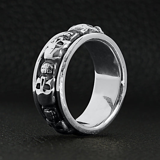 Sterling Silver Skull Spinner Ring