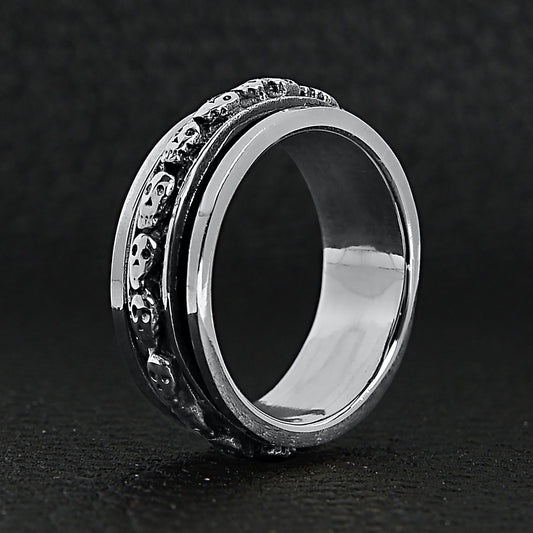 Sterling Silver Skull Spinner Ring
