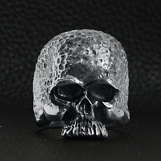 Sterling Silver Hammered Texture Skull Ring