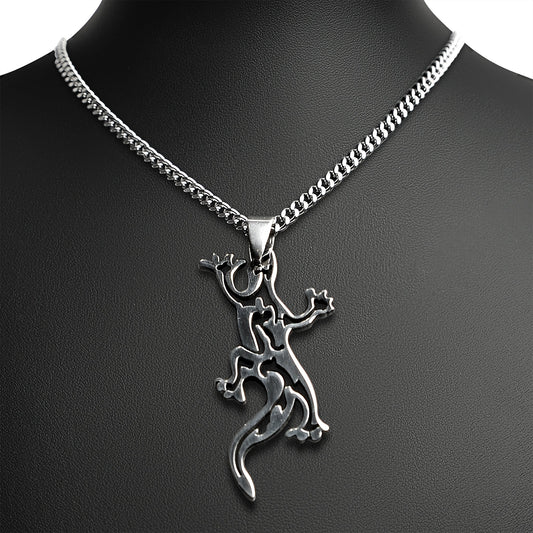 Stainless Steel Tribal Lizard Curb Chain Necklace