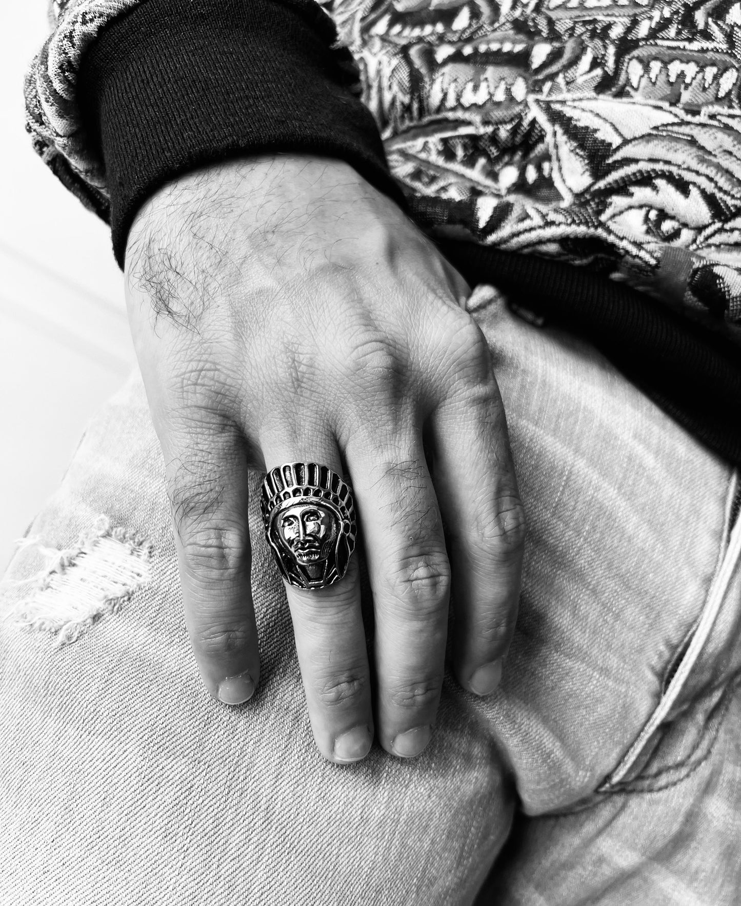 Stainless Steel Native American Chief Ring