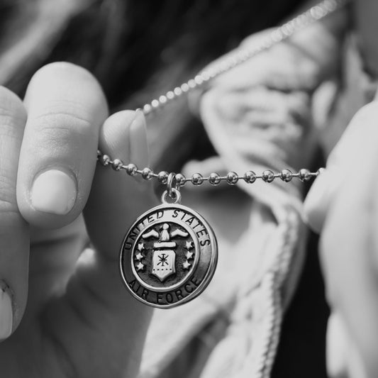 United States Air Force Stainless Steel Polished Pendant on Ball Chain