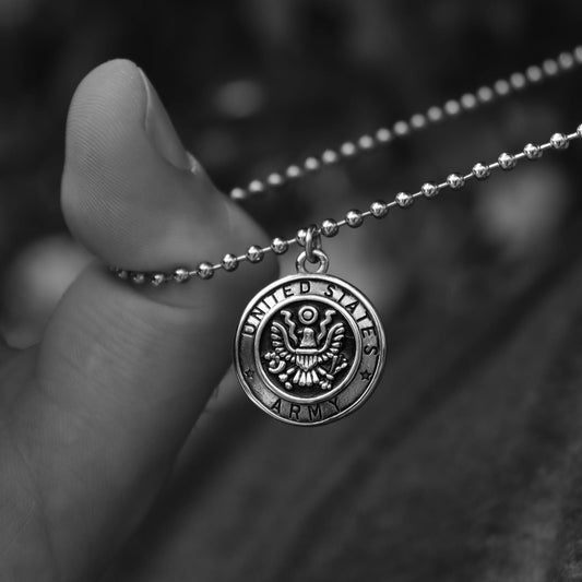 United States Army Stainless Steel Polished Pendant with Ball Chain
