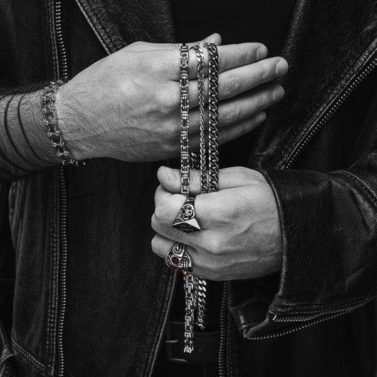 Stainless Steel And Gold Byzantine Chain Necklace