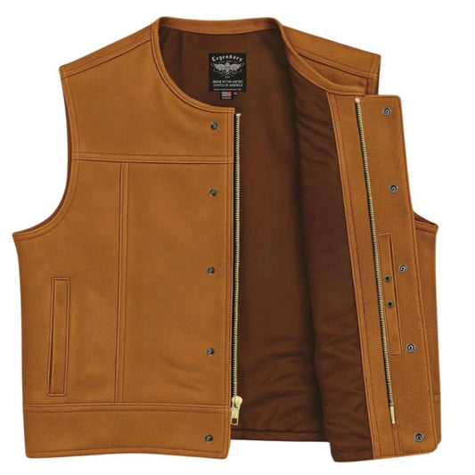 Legendary LowLife NCP Cropped Fitted American Bison Leather Motorcycle Vest