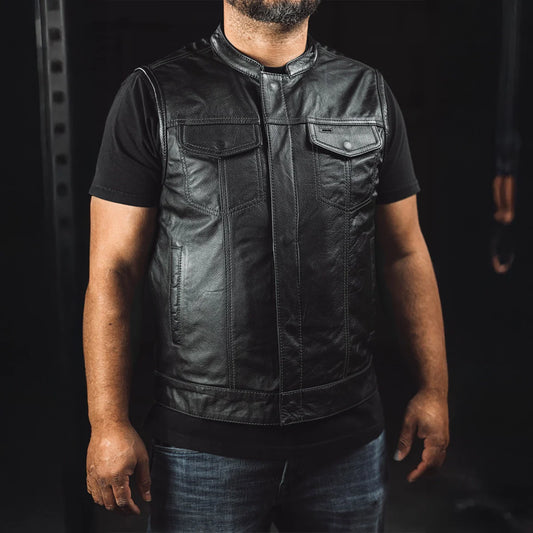 Blaster Men's Leather Motorcycle Vest