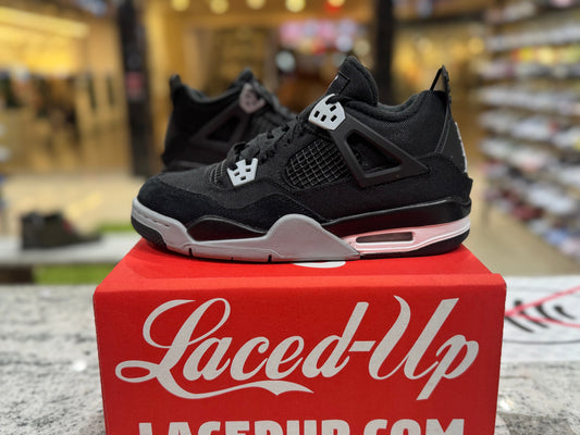 PRE OWNED Jordan 4 Retro Black Canvas (GS) NO BOX