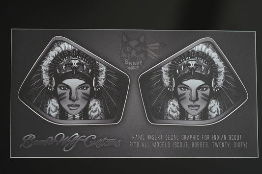 Indian Scout Mid-Frame Insert - Female Warbonnet 123 B&W