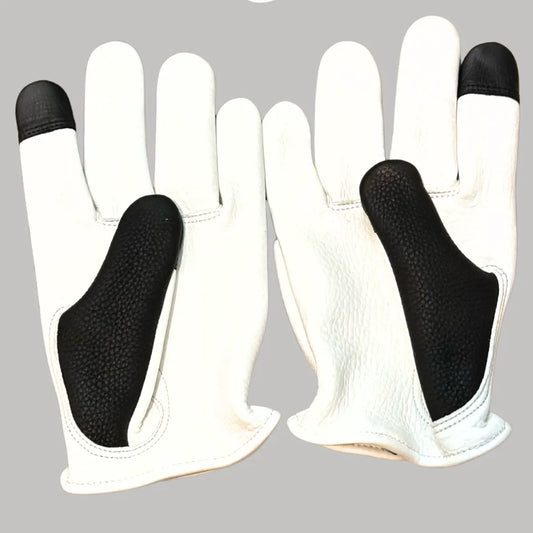 Legendary Spitfire White Deerskin Short Wrist Touchscreen Motorcycle Gloves