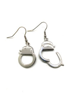 SK1468 Handcuff Earring - Working Cuffs -Stainless Steel Motorcycle Biker Jewelry