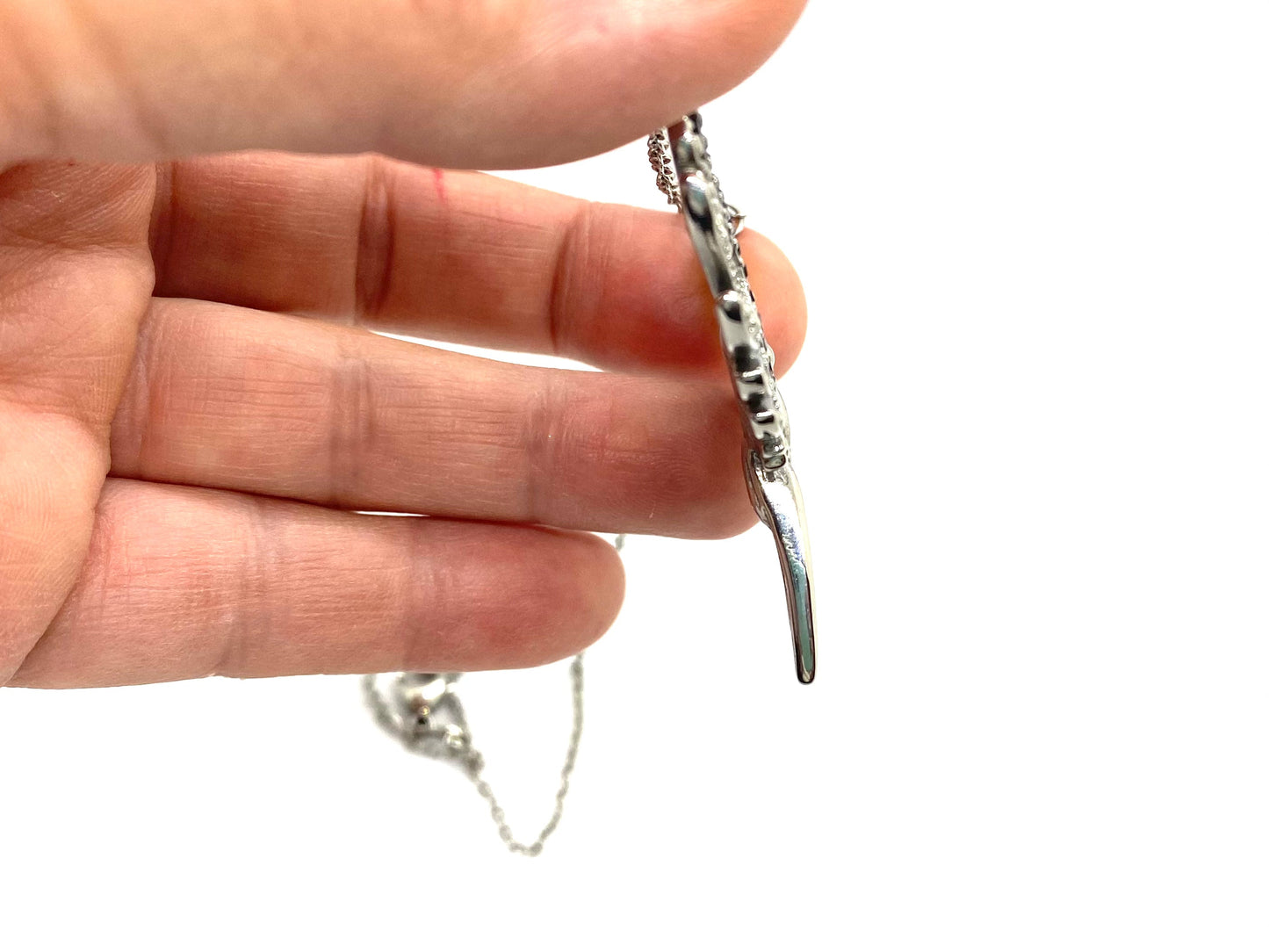 SK2702 Ladies Angel Wings Spread Crystal Stainless Steel Necklace