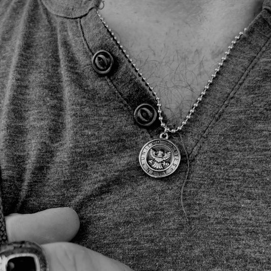 United States Navy Stainless Steel Polished Pendant on Ball Chain