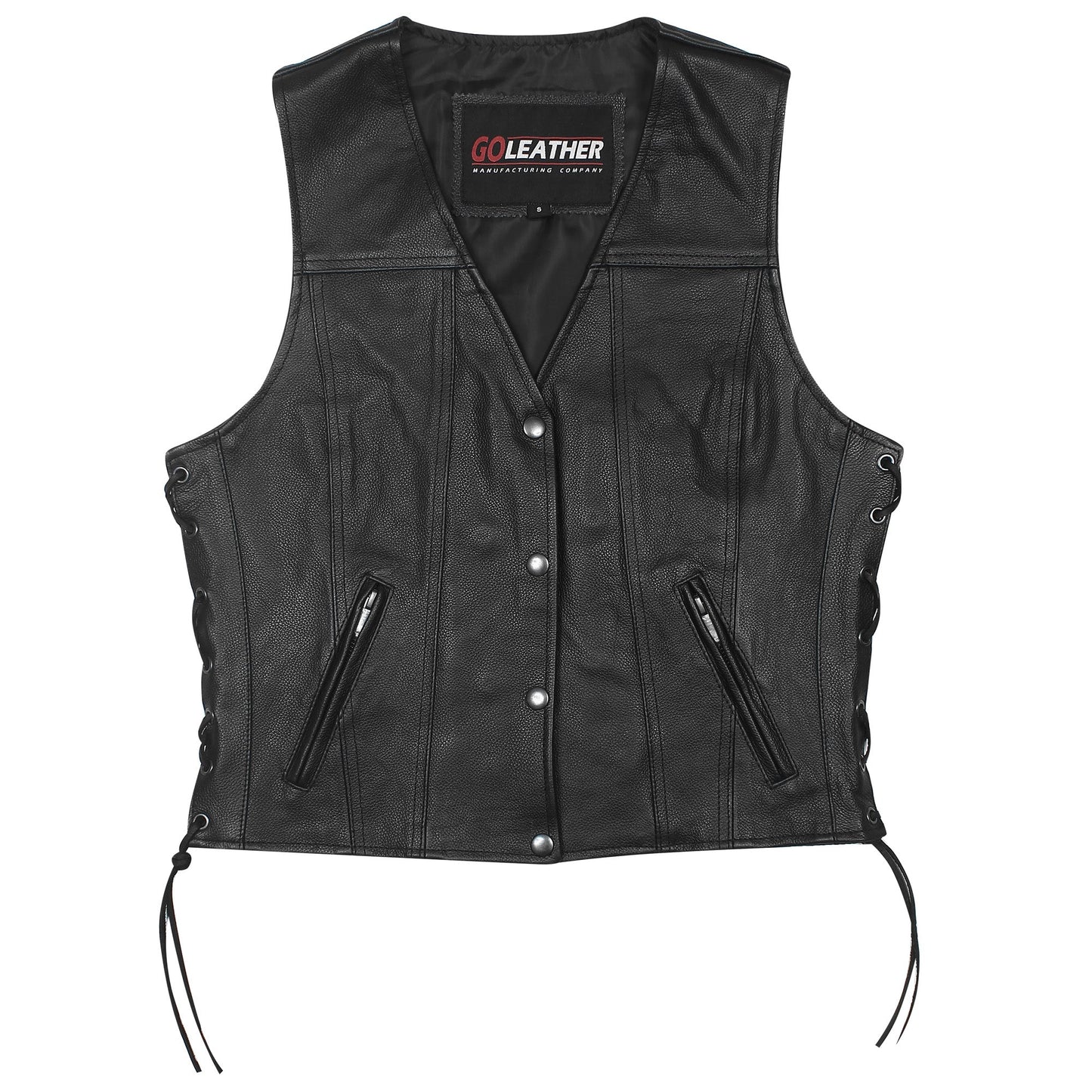 GO838 Ladies Side Lace Leather Vest