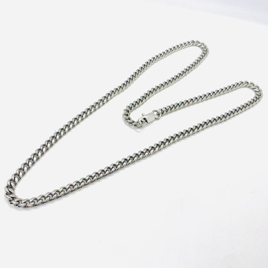SK4019 Necklace 1/4" Wide Cuban Link Silver Color