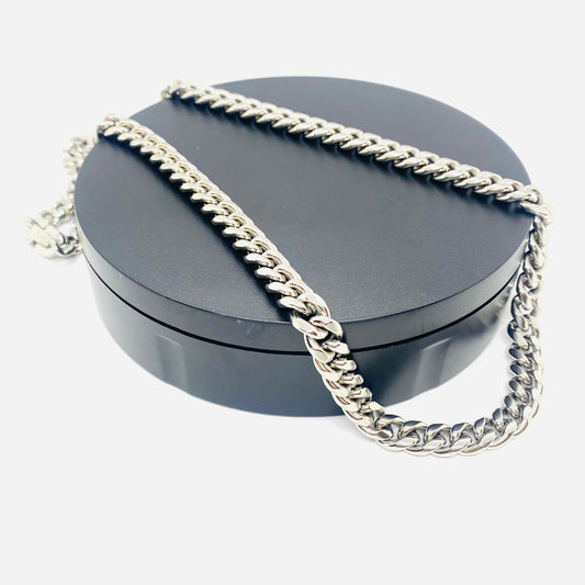 SK4021 Necklace 3/8" Wide Cuban Link Silver Color