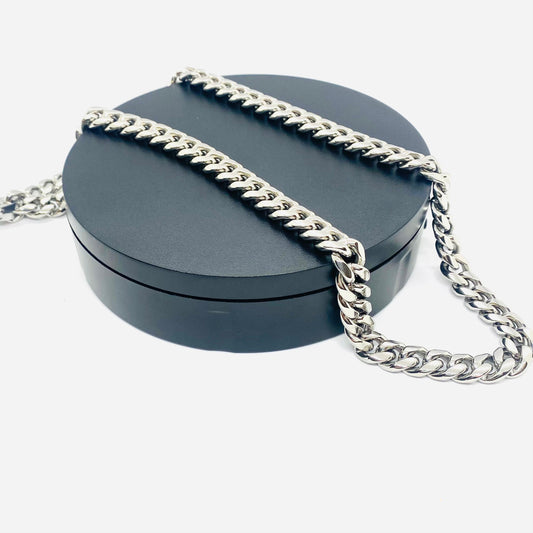 SK4020 Necklace 1/2" Wide Cuban Link Silver Color