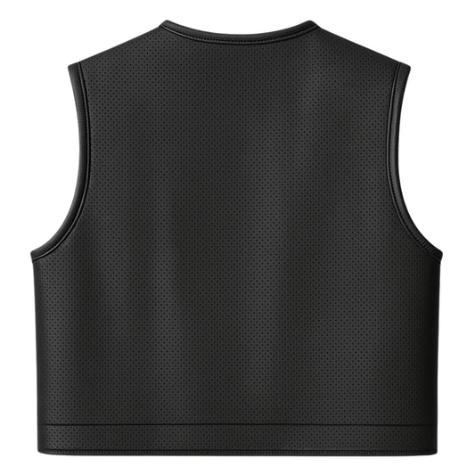 Legendary LowLife NOP Perforated Leather Cropped Fitted Club Style Motorcycle Vest