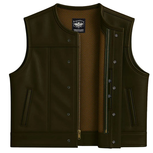 Legendary LowLife NCP Dark Chocolate Cropped Fitted Leather Club Style Motorcycle Vest