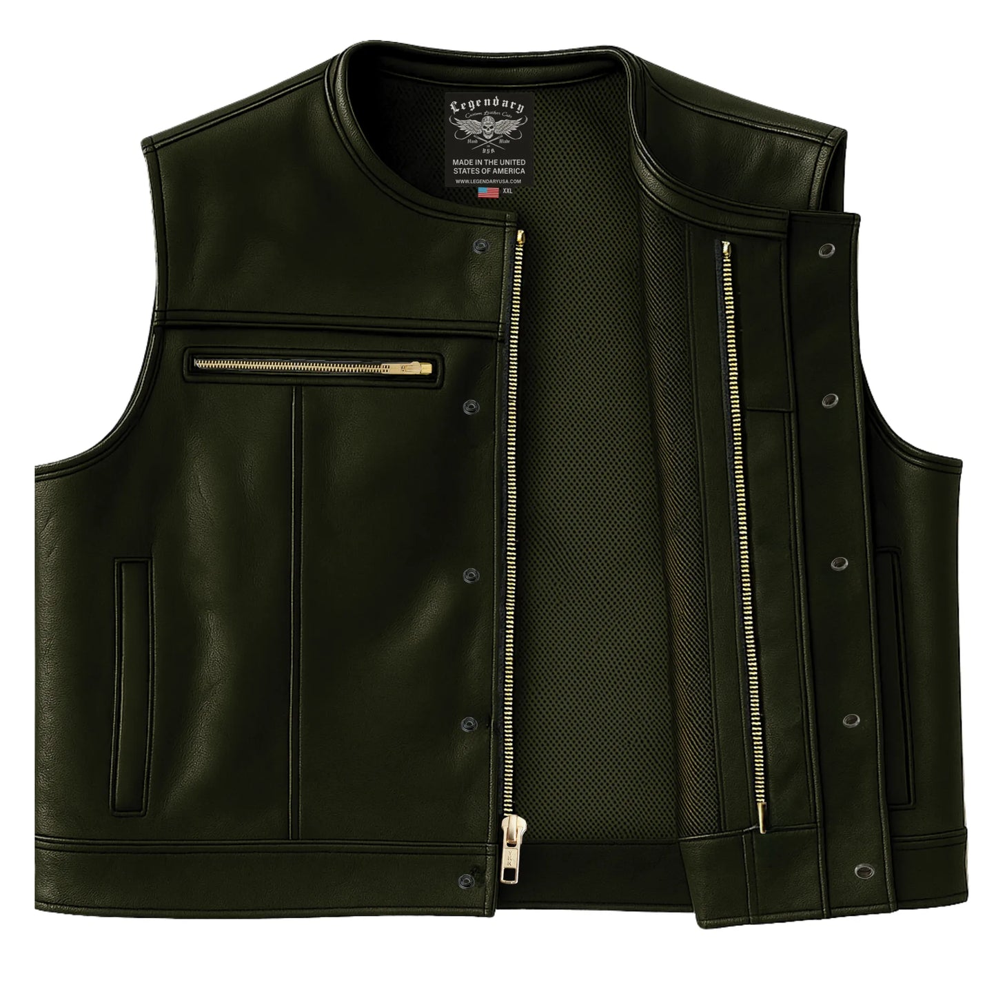 Legendary Lowlife Z Black Cropped Fitted Leather Club Style Motorcycle Vest