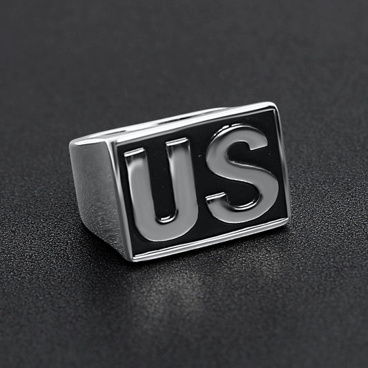 Stainless Steel United States "US" Insignia Signet Ring