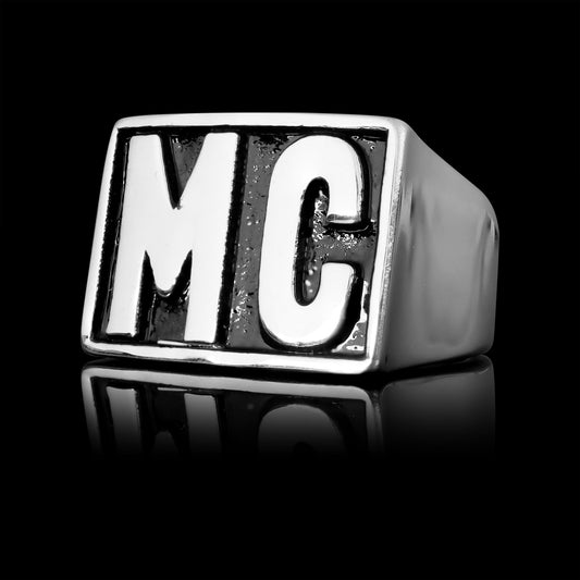 Stainless Steel Motorcycle Club MC Insignia Signet Ring