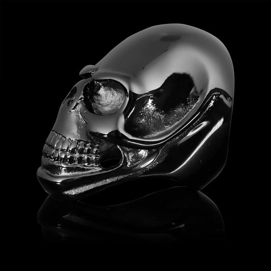 Stainless Steel Large Black Skull Ring