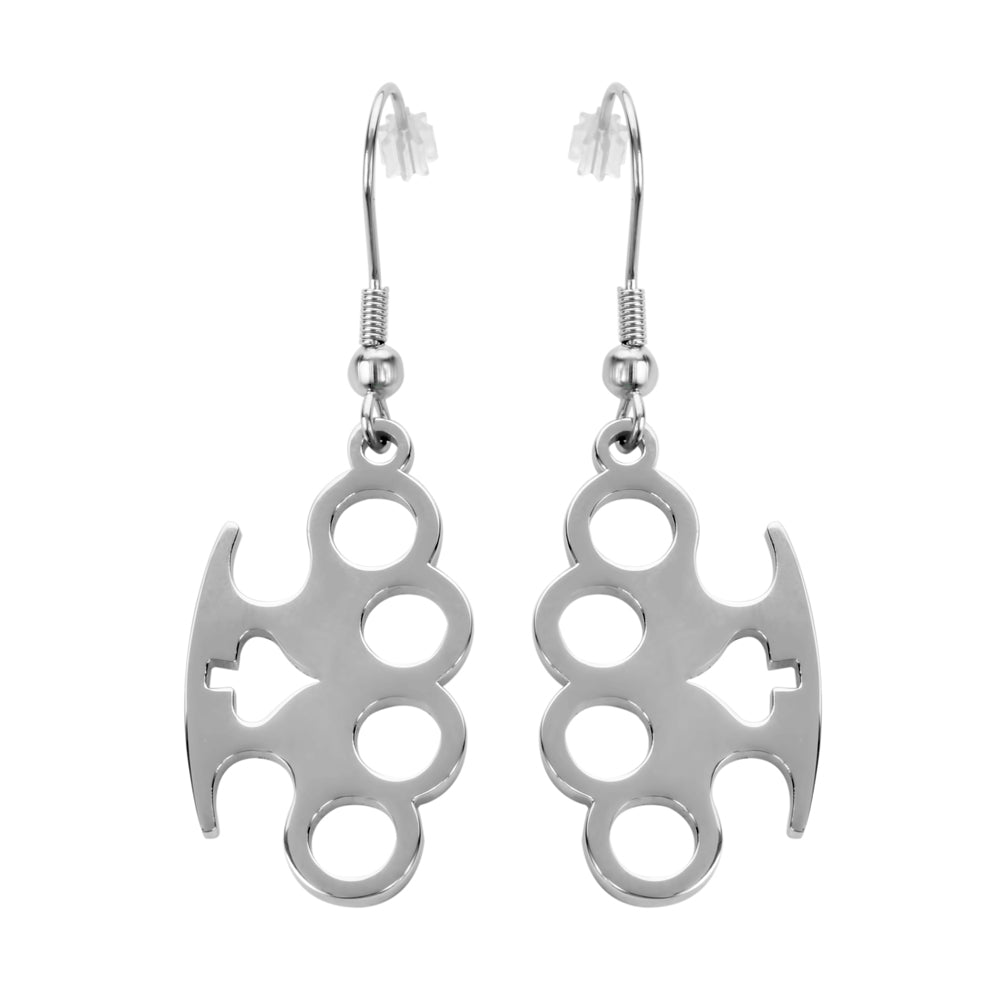 SK1648 Brass Knuckles Earrings French Wire Stainless Steel Motorcycle Biker Jewelry