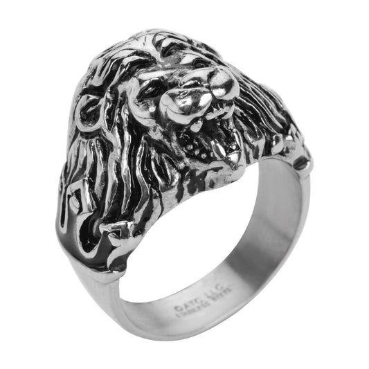 SK1744 Gents Lion King Ring Stainless Steel Motorcycle Jewelry Size 9-14