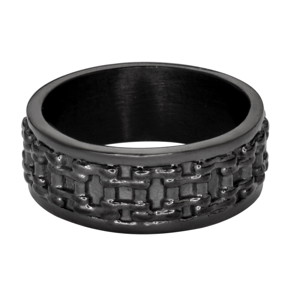 SK1748 Gents Bike Chain Ring Black Edition Stainless Steel Motorcycle Jewelry Size 9-14
