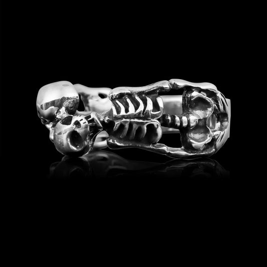 Sterling Silver Two Skeletons Unisex Ring