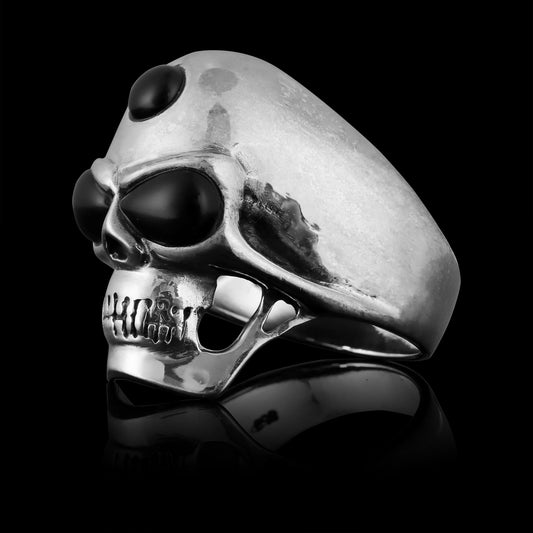 Sterling Silver Black Eyed Skull with 3rd Eye Ring