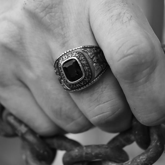 United States Military Blue Stone Navy Ring