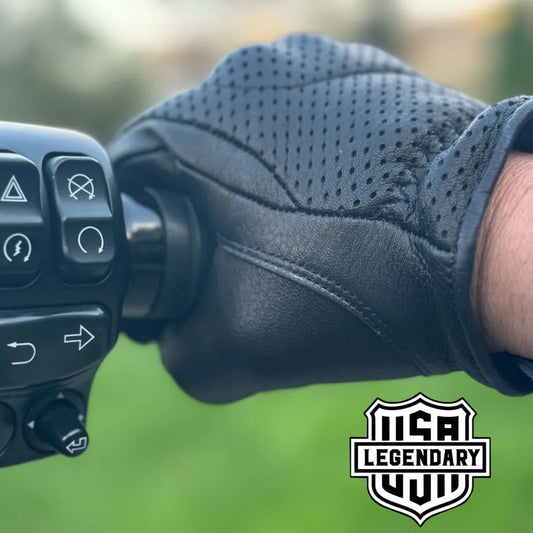 Legendary Uppercut Deerskin Short Wrist Perforated Knuckle Defense Touchscreen Motorcycle Gloves