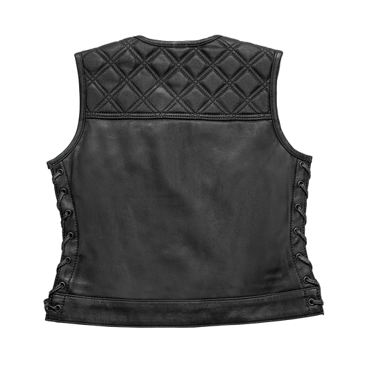 Bonnie - Women's Motorcycle Leather Vest - Diamond Quilt