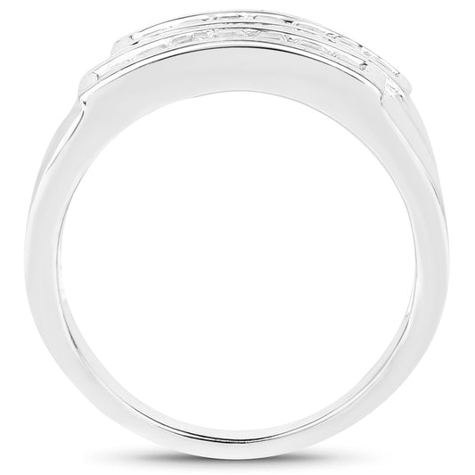 0.70 Carat Genuine White Sapphire .925 Sterling Silver Ring