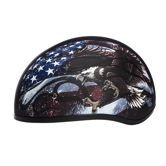 DOT Approved Daytona Motorcycle Half Face Helmet - Skull Cap Graphics for Men & Women, Scooters, ATVs, UTVs & Choppers - W/ USA