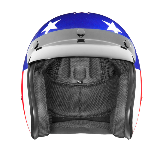 DOT Approved Daytona Cruiser Open Face Motorcycle Helmet - Men, Women & Youth - With Visor & Graphics - W/ Captain America