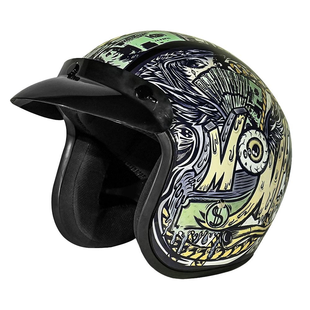 Daytona Cruiser Money Open Face Motorcycle Helmet, L